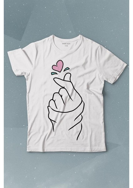 Seni Seviyorum Kore El Işareti Minimal Baskılı Tişört Çocuk T-Shirt
