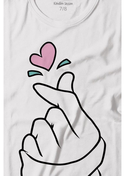 Seni Seviyorum Kore El Işareti Minimal Baskılı Tişört Çocuk T-Shirt