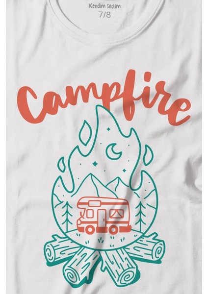 Camping Fire Kamp Ateşi Outdoor Travel Gezgin Baskılı Tişört Çocuk T-Shirt fiyatları