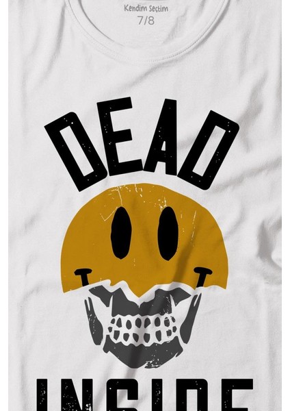 Dead Inside Smiley Skull Smile Gülen Surat Kurukafa Baskılı Tişört Çocuk T-Shirt fiyatları