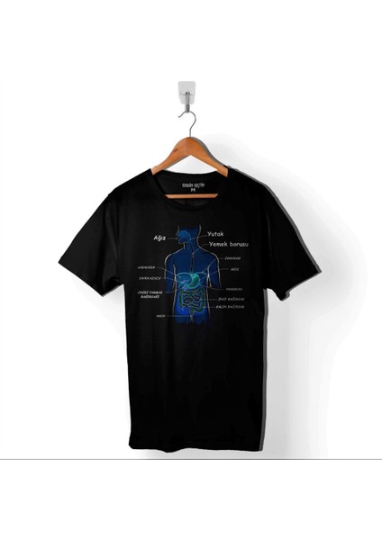 Organlarımız Ağız Yutak Mide Ders Ödev Baskılı Tişört Unisex T-Shirt