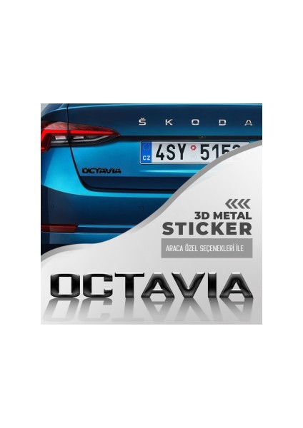 Octavia Yeni Tip Bagaj Yazısı Amblem 3D Sticker Siyah