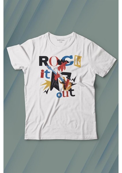 Rockstar Rock It Out Guitar Gitarist Baskılı Tişört Çocuk T-Shirt