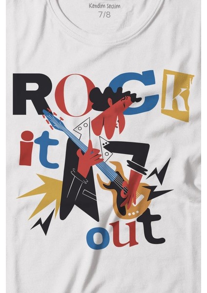 Rockstar Rock It Out Guitar Gitarist Baskılı Tişört Çocuk T-Shirt fiyatları