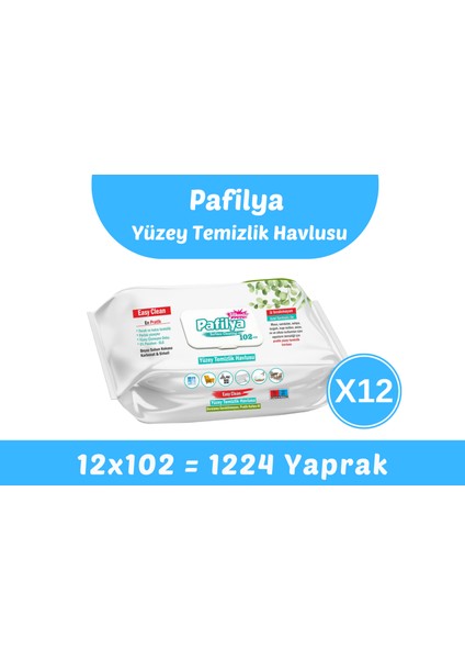 Easy Clean Yüzey Temizlik Havlusu 12X102 (1224 Yaprak)