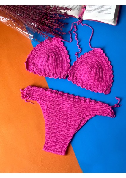 El Örgüsü Pembe Bikini Takımı