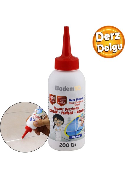 Fayans Arası Beyaz Hazır Derz Dolgusu 200 gr Tamir Derz Yenileme Dolgusu