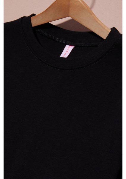 Siyah Uzun Kollu Kız Çocuk Düz Sweatshirt 16428 fiyatları