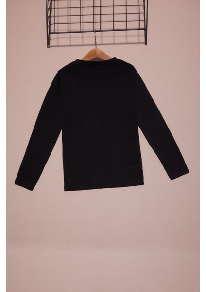 Siyah Uzun Kollu Kız Çocuk Düz Sweatshirt 16428 fırsatları