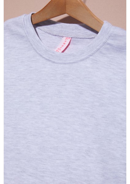 Gri Uzun Kollu Kız Çocuk Düz Sweatshirt 16426 fiyatları