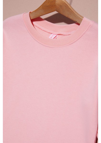 Pembe Uzun Kollu Kız Çocuk Düz Sweatshirt 16427 modelleri