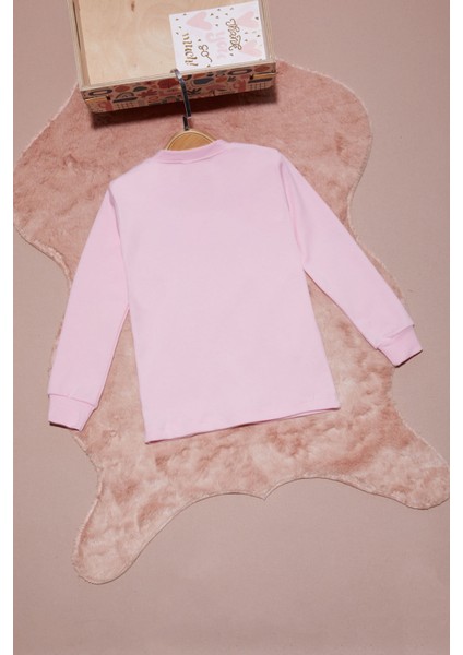 Açık Pembe Yazı Nakışlı Kız Çocuk Çıtçıtlı Sweatshirt 16419 modelleri