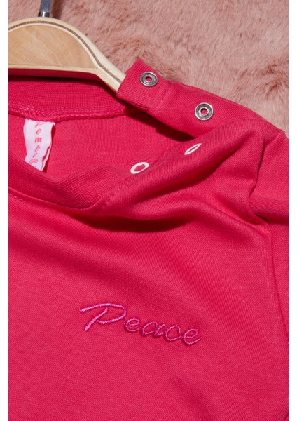 Pembe Yazı Nakışlı Kız Çocuk Çıtçıtlı Sweatshirt 16416 fiyatları