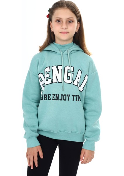 Yeşil Pengai Yazı Baskı Polarlı Kız Çocuk Sweatshirt 16465