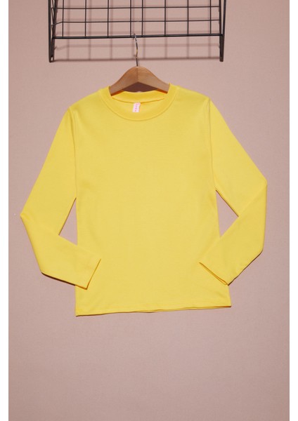Sarı Uzun Kollu Kız Çocuk Düz Sweatshirt 16425