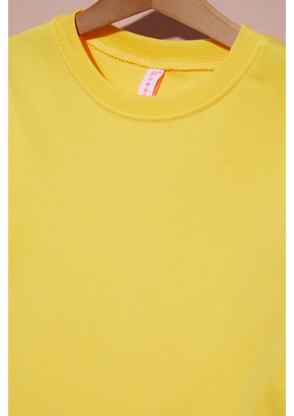 Sarı Uzun Kollu Kız Çocuk Düz Sweatshirt 16425 modelleri