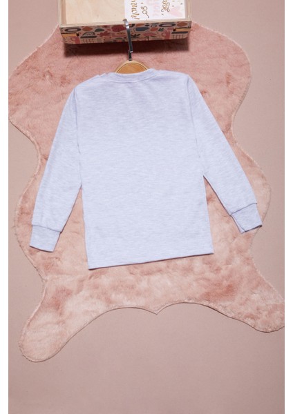 Gri Yazı Nakışlı Kız Çocuk Çıtçıtlı Sweatshirt 16423 modelleri