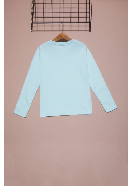 Su Yeşili Uzun Kollu Kız Çocuk Düz Sweatshirt 16424 fırsatları