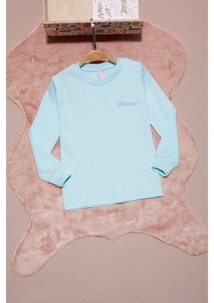Mint Yazı Nakışlı Kız Çocuk Çıtçıtlı Sweatshirt 16422