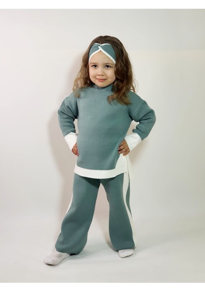 Triko Alt-Üst ve Saç Bantlı Tunik 3lü Takım