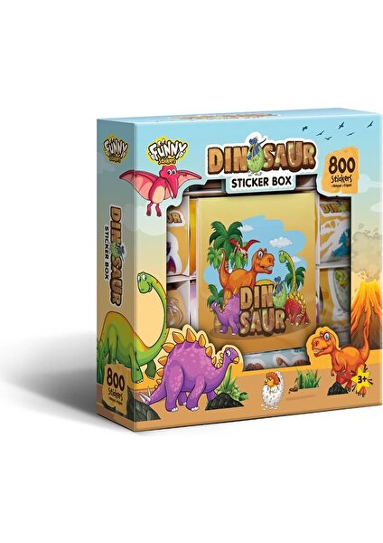 Dinozor Sticker Box - Çocuklar Için 800 Sticker Set, Origami Kağıdı & Not Defteri - Çıkartma Kutusu