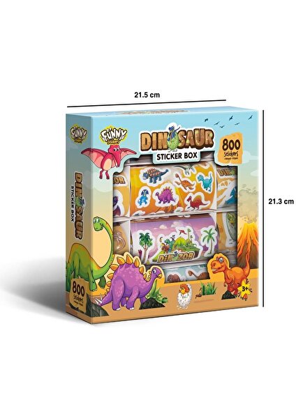 Dinozor Sticker Box - Çocuklar Için 800 Sticker Set, Origami Kağıdı & Not Defteri - Çıkartma Kutusu