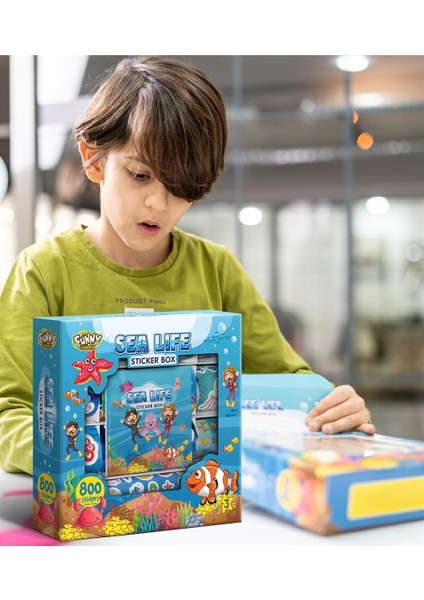 Sealife Sticker Box - Çocuklar Için 800+ Sticker Set, Origami Kağıdı & Not Defteri - Çıkartma Kutusu