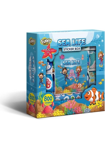 Sealife Sticker Box - Çocuklar Için 800+ Sticker Set, Origami Kağıdı & Not Defteri - Çıkartma Kutusu