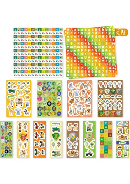 Safari Sticker Box - Çocuklar Için 800+ Sticker Set, Origami Kağıdı & Not Defteri - Çıkartma Kutusu