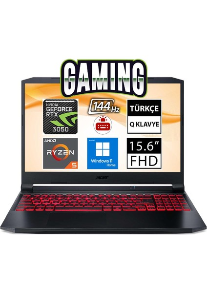 Nitro 5 AN515-45-R0QD NH.QBAEY.006A5 Ryzen5 5600H 32GB 512SSD RTX3050 15.6" Fullhd W11H Taşınabilir Bilgisayar