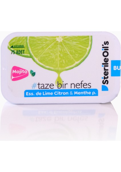 Sterile Oil’s MOJITO (NANE+LİME) minik pastiller Teneke Kutuda 12 kutu