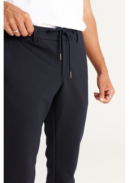 ALTINYILDIZ CLASSICS Erkek Lacivert Slim Fit Dar Kesim Yan Cepli Beli Lastikli Bağlamalı Pantolon fırsatları