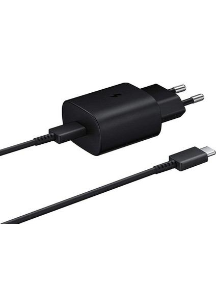 Samsung Galaxy M32 Fast Charging 25W Type-C Çıkışlı Kablolu Şarj Aleti Siyah(Samsung Türkiye Garantili)