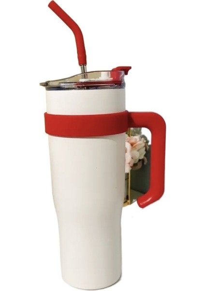 Vibrato ile Aynı Buz Kabı 40 Oz Araba Bardağı Dev Paslanmaz Çelik Termos Soğuk Bardak Büyük Kapasiteli Saman Bardak (Yurt Dışından)