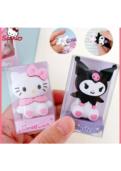 Piraye Gift Hello Kitty Kuromi 2 Li Silgi Kalem Traş  Set