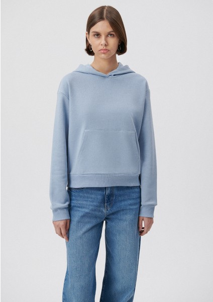 Kadın Kapüşonlu Mavi Basic Sweatshirt 1611771-85385