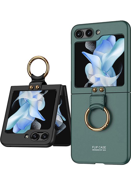 Galaxy Z Flip 5 Yüzüklü Çift Parça Şık ve Koruyucu Kapak Kılıf