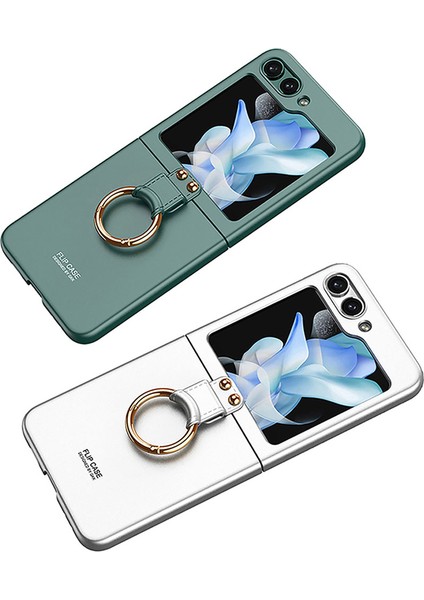 Galaxy Z Flip 5 Yüzüklü Çift Parça Şık ve Koruyucu Kapak Kılıf