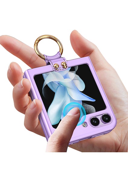 Galaxy Z Flip 5 Yüzüklü Çift Parça Şık ve Koruyucu Kapak Kılıf