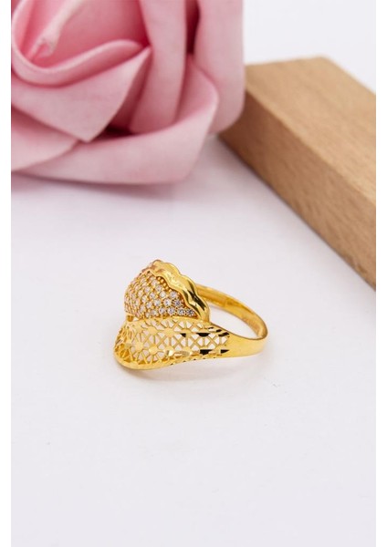 22 Ayar Altın Yüzük Kalemli Işlemeli Taşlı Kadın Yüzük fiyatları