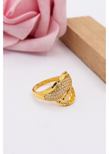 22 Ayar Altın Yüzük Kalemli Işlemeli Taşlı Kadın Yüzük modelleri