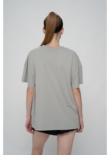 Pamuk Oversize/geniş Kalıp Bisiklet Yaka Örme T-Shirt