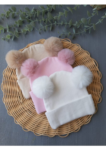 Kız Bebek Peluş Ponponlu Kaskorse Bere fiyatları