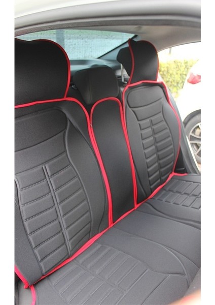 Fresh Start renault Clio 2 Hb Uyumlu Lüx Oto Koltuk Minderi Ön Arka 5'li Set Star Five Serisi Siyah Kırmızı modelleri