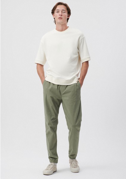 Erkek Beli Lastikli Yeşil Jogger Pantolon 000169-71559