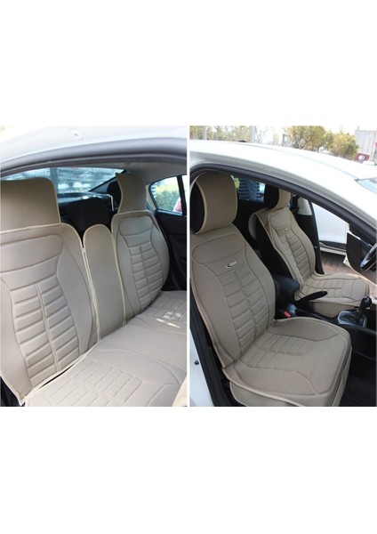 Fresh Start renault Clio 2 Sedan Uyumlu Lüx Oto Koltuk Minderi Ön Arka 5'li Set Star Five Serisi Bej