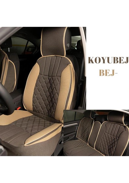 Fresh Start renault Clio 2 Hb Uyumlu Lüks Oto Koltuk Minderi Ön Arka 5'li Takım Koyu Bej Bej