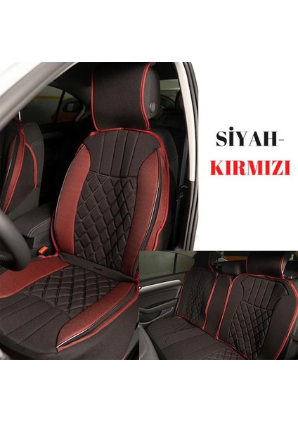 Chevrolet Trax Uyumlu Lüks Oto Koltuk Minderi Ön Arka 5'li Takım Siyah Kırmızı