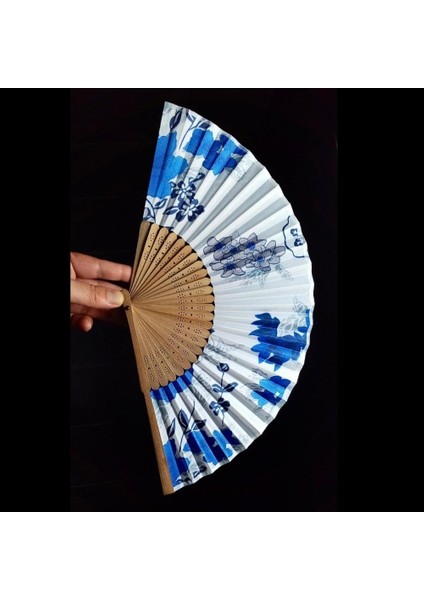 Japon Bambu Kumaş Yelpaze Çanta Boy Stant Hediyeli No.53