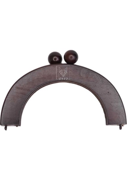Oval Ahşap Çanta Bursu Mıknatıslı 20CM - Kahverengi